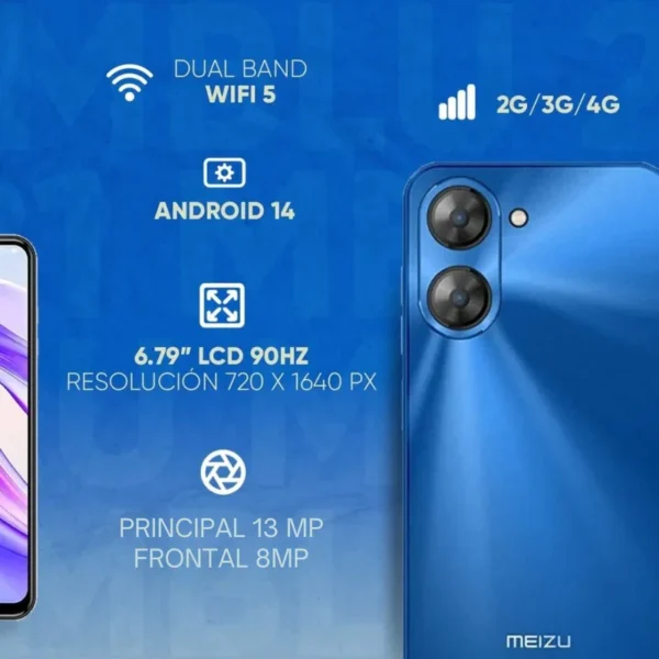 Celular Meizu MBLU21 128GB 6GB RAM, Conectividad 4G, Pantalla 6.79” HD, Cámara 13 MP, Batería 4900 mAh - Imagen 6