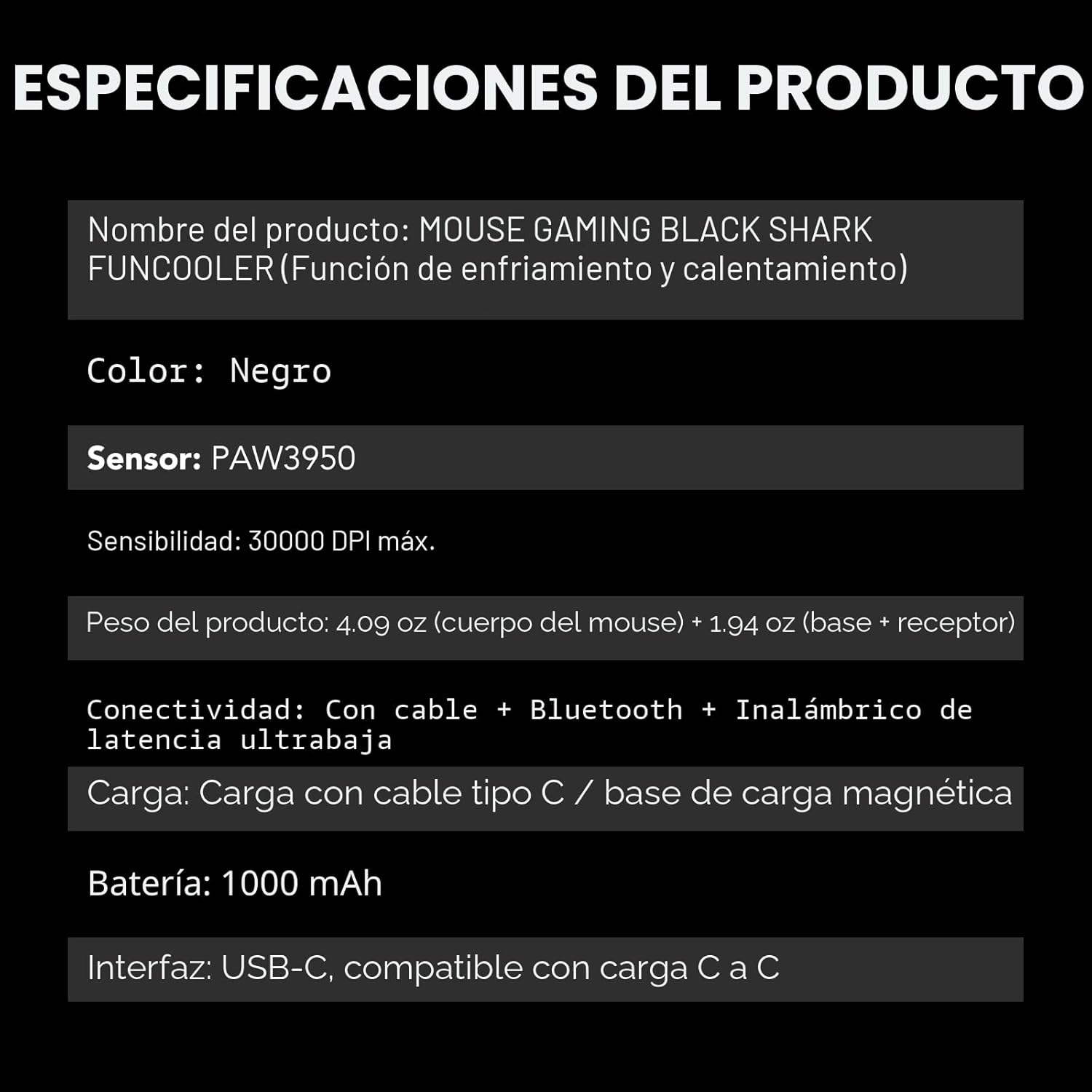 Ratón Gaming Black Shark con Iluminación Fría y Cálida - Imagen 8