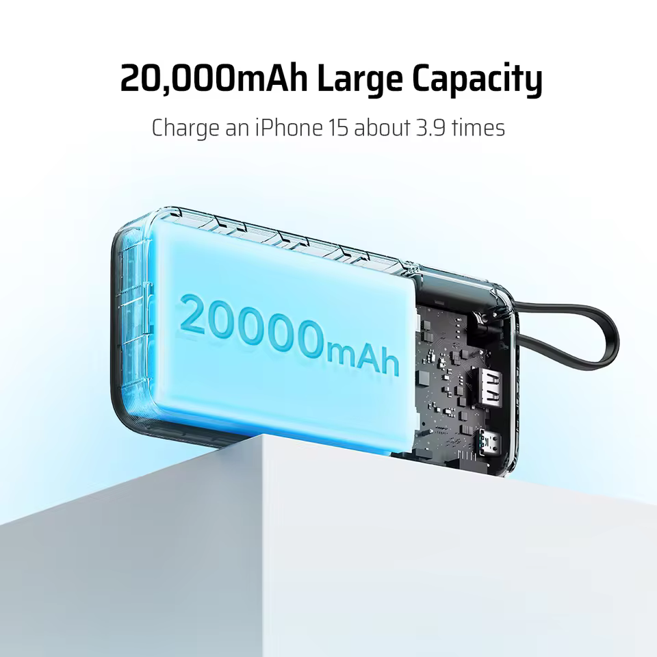 Power Bank CUKTECH 55W con Cable Integrado - Imagen 4