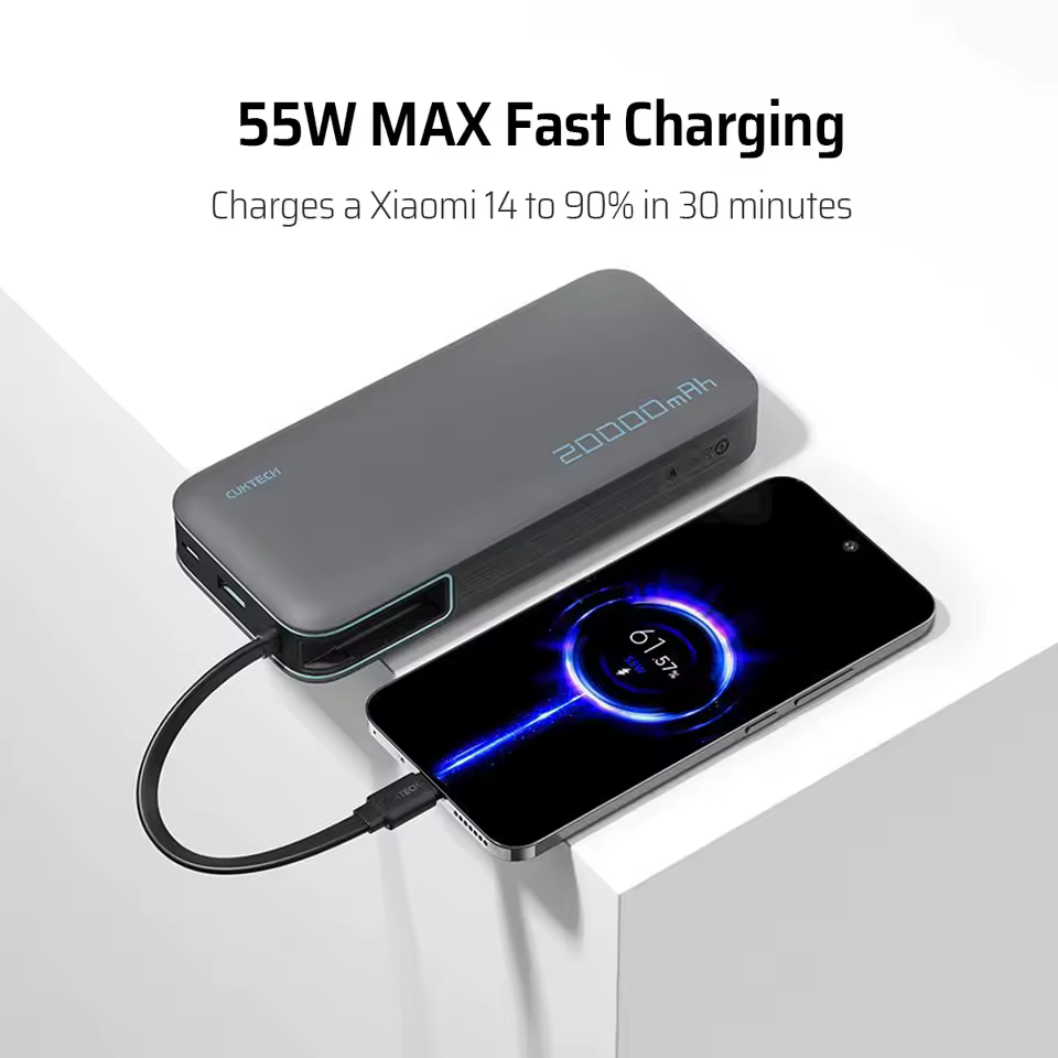 Power Bank CUKTECH 55W con Cable Integrado - Imagen 3